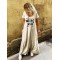 Letter Short Sleeve Crew Neck Boho Dress
