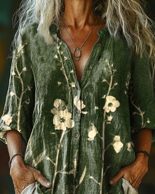 Women's Art Painting Hippie Print Long Sleeve Shirt
