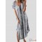 Loose Tie-Dye Printed V-Neck Split Dress