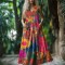 Elegant Retro Bohemian Floral Print Sleeveless Maxi Dress