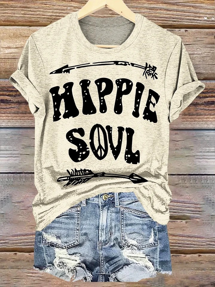Letter Short Sleeve Crew Neck Boho Dress Letter Short Sleeve Crew Neck Boho Dress