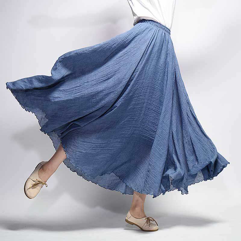 15 Colors Cotton&Linen Casual Solid Elastic A-line Skirts 15 Colors Cotton&Linen Casual Solid Elastic A-line Skirts