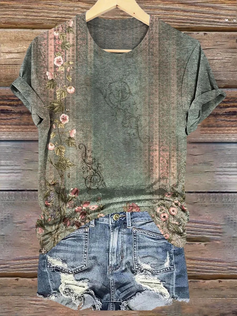 Floral Art Print T-Shirt Floral Art Print T-Shirt
