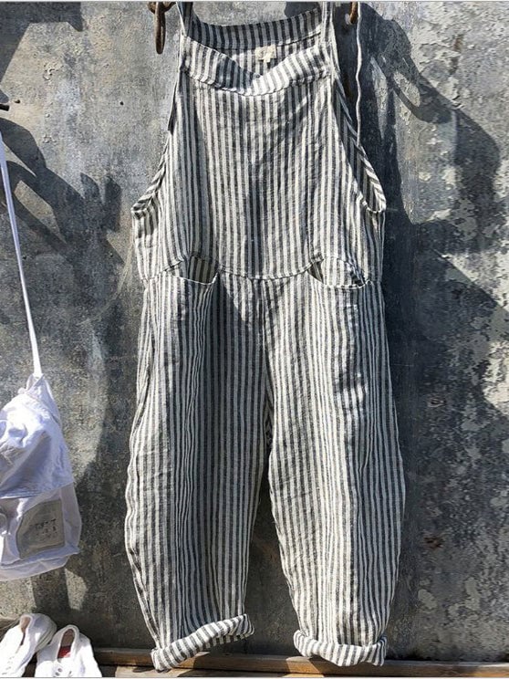 Women's Stripe Print Lace Up Wide Leg Jumpsuit Women's Stripe Print Lace Up Wide Leg Jumpsuit