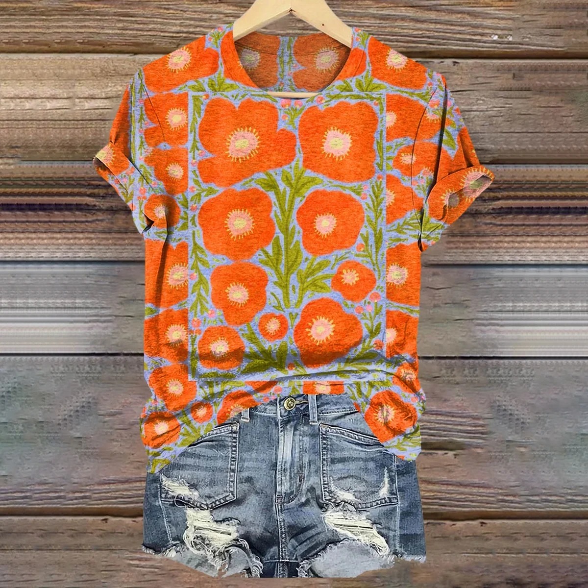 Women's Floral Pattern Art Print Casual Cotton Linen Shirt Women's Floral Pattern Art Print Casual Cotton Linen Shirt