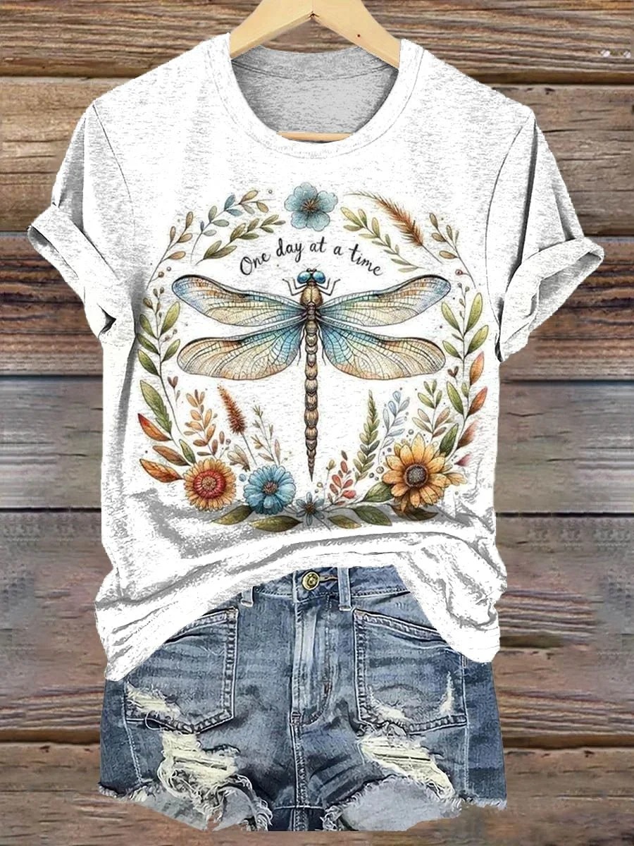 Women's Art Painting Hippie Print Crew Neck T-Shirt-1 Women's Art Painting Hippie Print Crew Neck T-Shirt-1