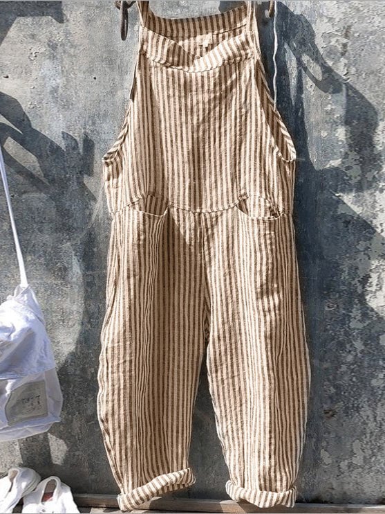 Women's Stripe Print Lace Up Wide Leg Jumpsuit Women's Stripe Print Lace Up Wide Leg Jumpsuit
