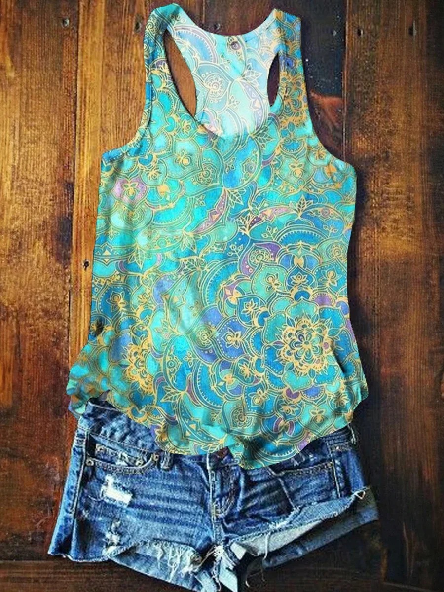 Women's Retro Ethnic Totem Print V-neck Casual T-Shirt Women's Retro Ethnic Totem Print V-neck Casual T-Shirt