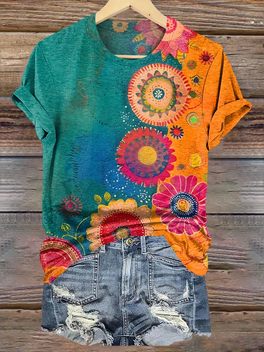 Floral Art Print T-Shirt Floral Art Print T-Shirt