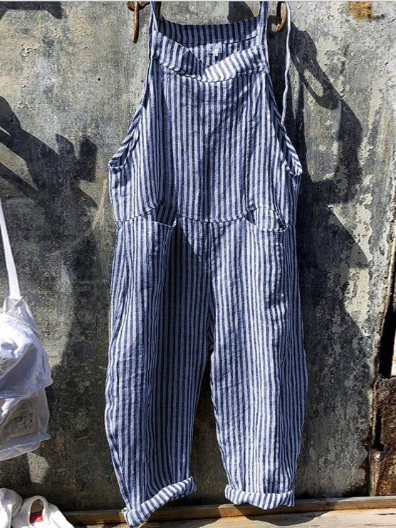 Women's Stripe Print Lace Up Wide Leg Jumpsuit Women's Stripe Print Lace Up Wide Leg Jumpsuit