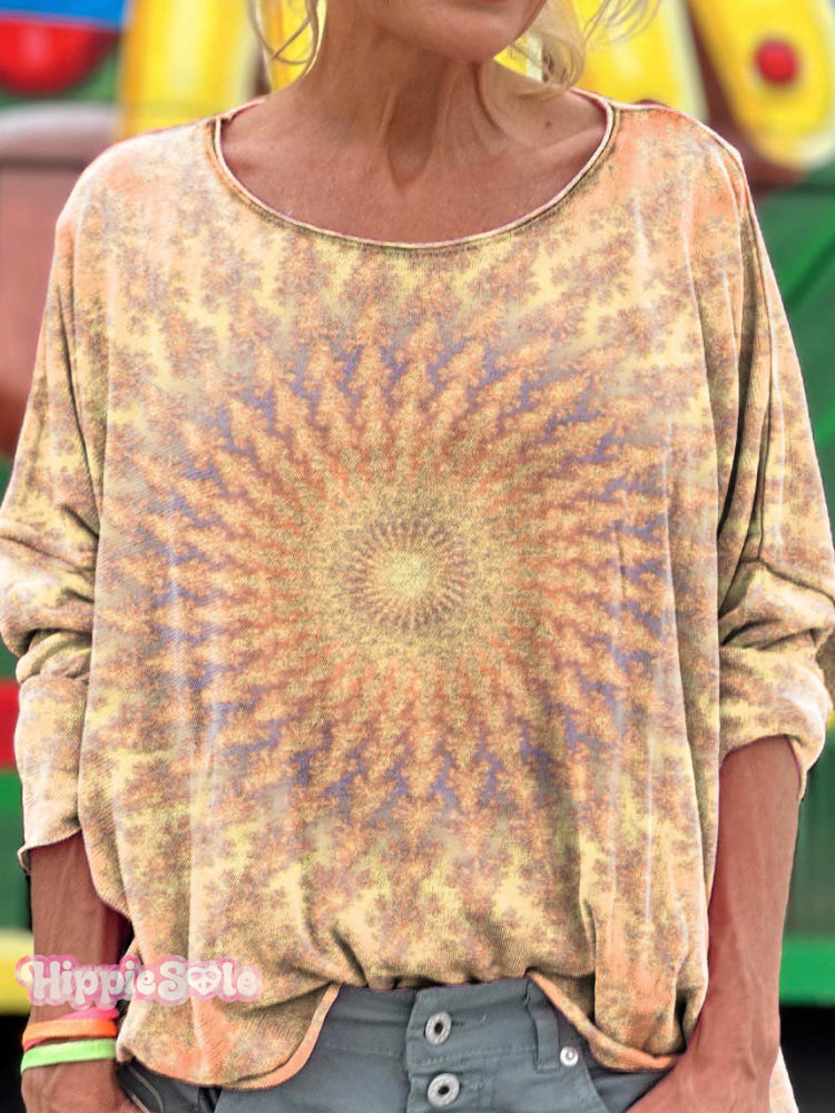 Women's Colorful Kaleidoscope Hippie Print Long Sleeve Shirt Women's Colorful Kaleidoscope Hippie Print Long Sleeve Shirt