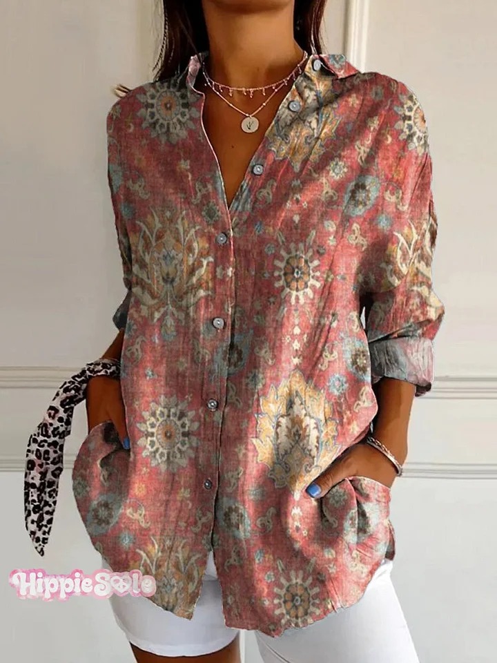 Women's Retro Ethnic Totem Pattern Print V-neck Casual T-Shirt Women's Retro Ethnic Totem Pattern Print V-neck Casual T-Shirt