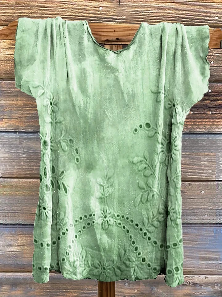 Women's Vintage Floral Texture Patterns Print V-neck Casual T-Shirt Women's Vintage Floral Texture Patterns Print V-neck Casual T-Shirt