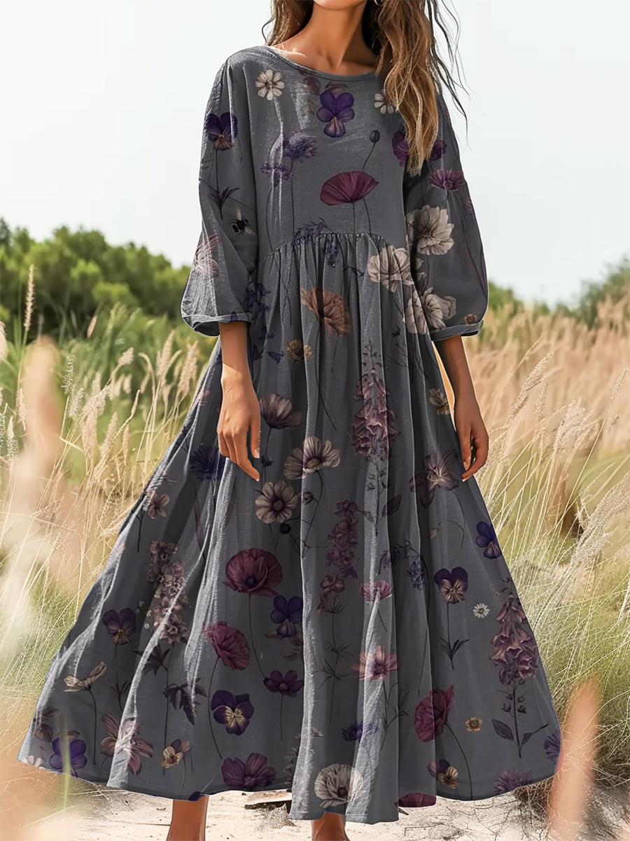 Women's Art Painting Hippie Print Long Sleeve Dress