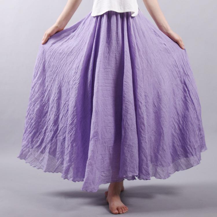 15 Colors Cotton&Linen Casual Solid Elastic A-line Skirts 15 Colors Cotton&Linen Casual Solid Elastic A-line Skirts