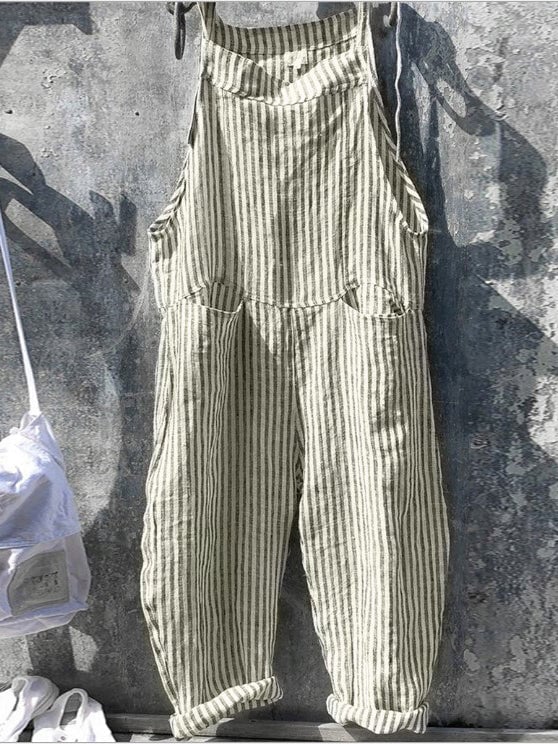 Women's Stripe Print Lace Up Wide Leg Jumpsuit