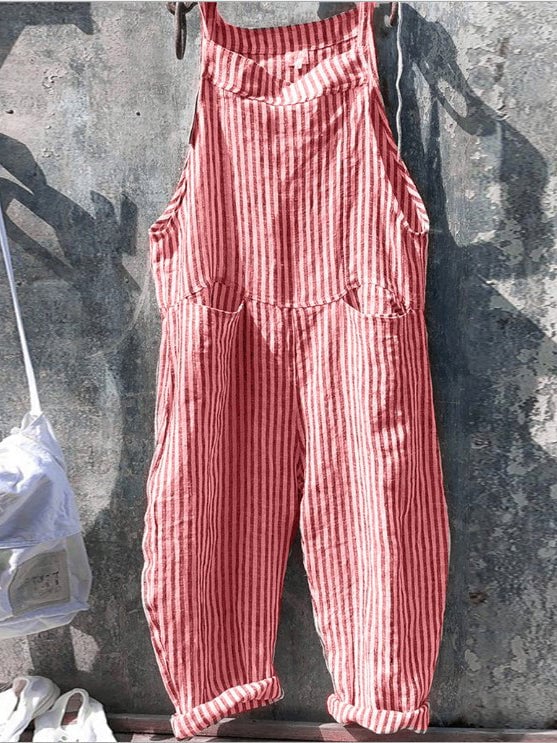 Women's Stripe Print Lace Up Wide Leg Jumpsuit Women's Stripe Print Lace Up Wide Leg Jumpsuit