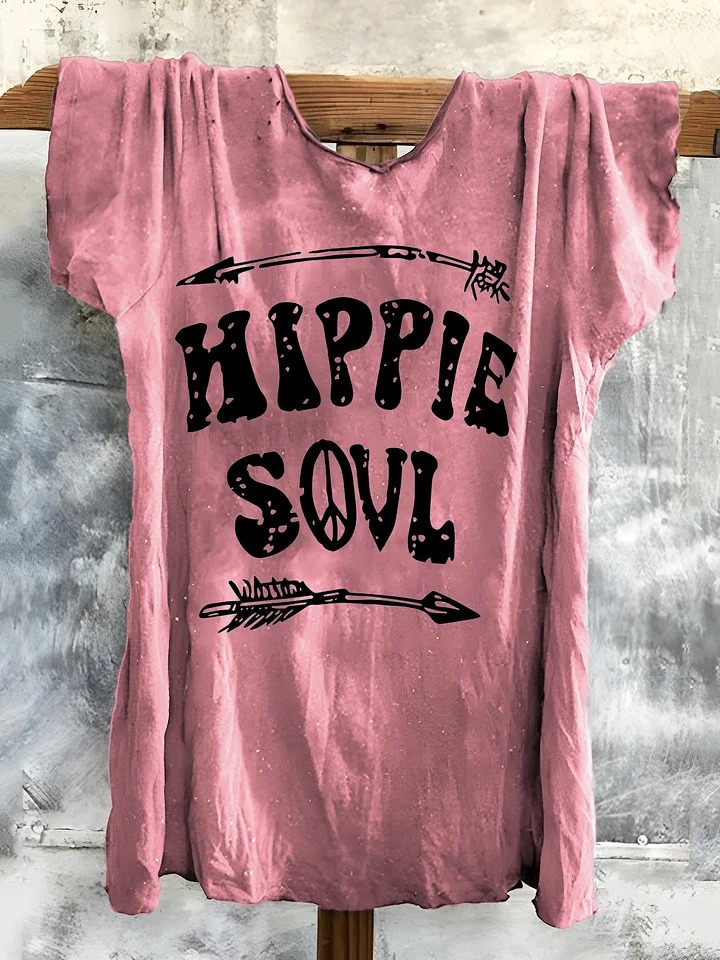 Letter Short Sleeve Crew Neck Boho Dress Letter Short Sleeve Crew Neck Boho Dress
