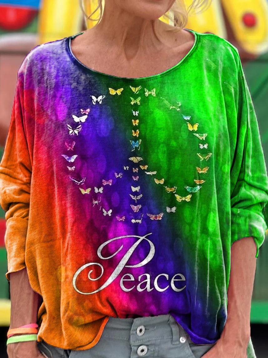 Women's Tie-Dye Love Peace Hippie Pattern Art Print Punk Hippie Batwing Pleated Fringe Cape Dresses Women's Tie-Dye Love Peace Hippie Pattern Art Print Punk Hippie Batwing Pleated Fringe Cape Dresses