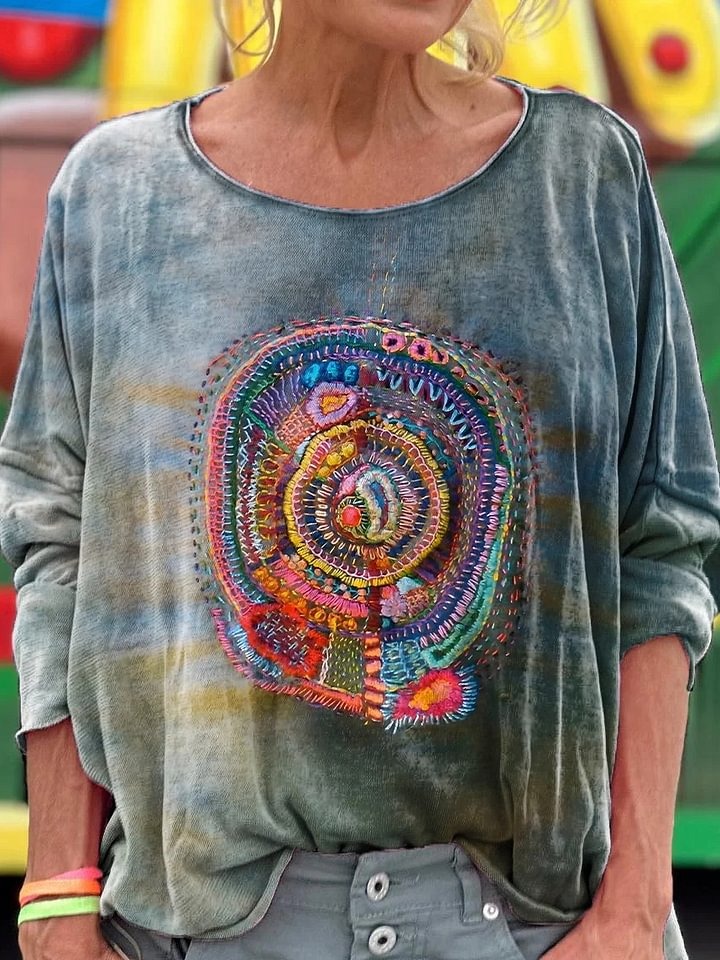 Unisex Vintage Line Embroidery Printed Casual Loose Short Sleeve T-Shirt Unisex Vintage Line Embroidery Printed Casual Loose Short Sleeve T-Shirt