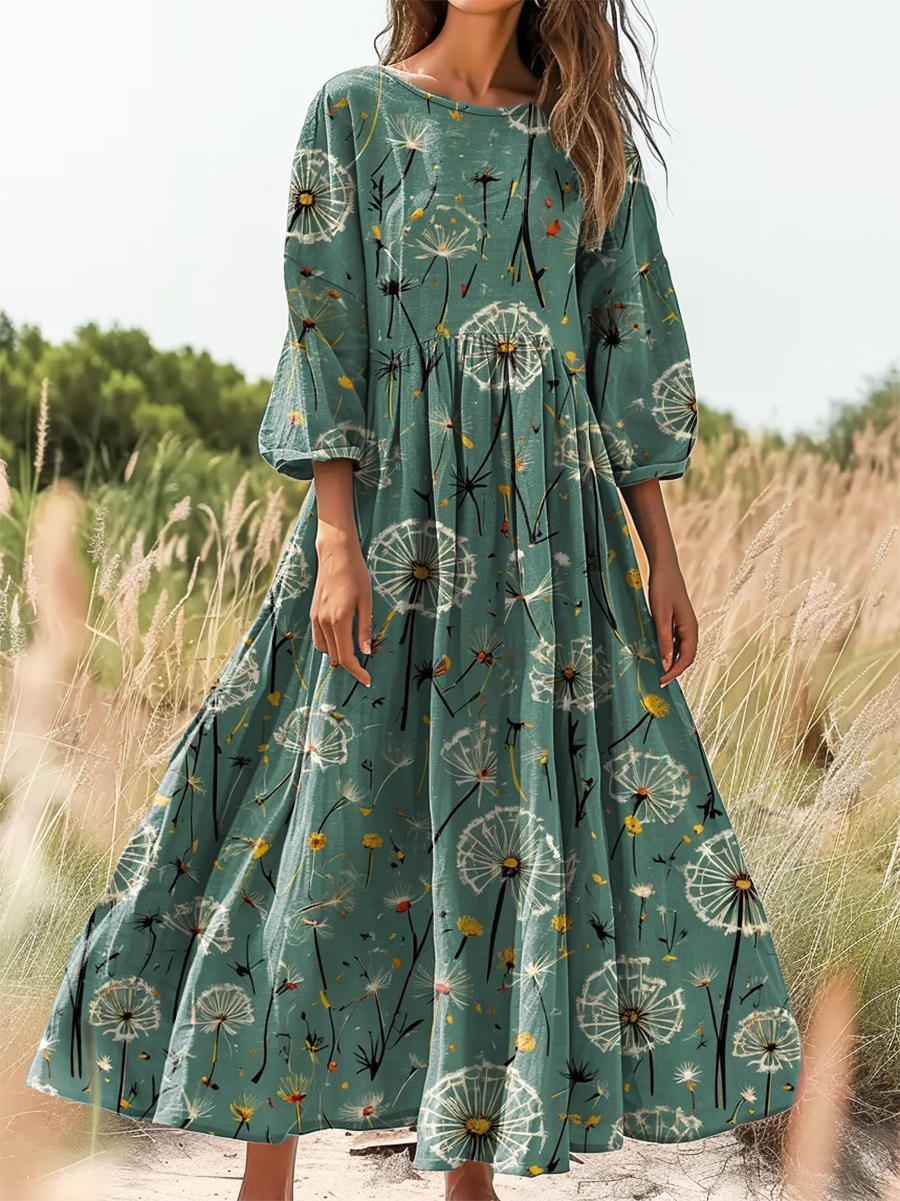 Women's Art Painting Hippie Print Round Neck Dress