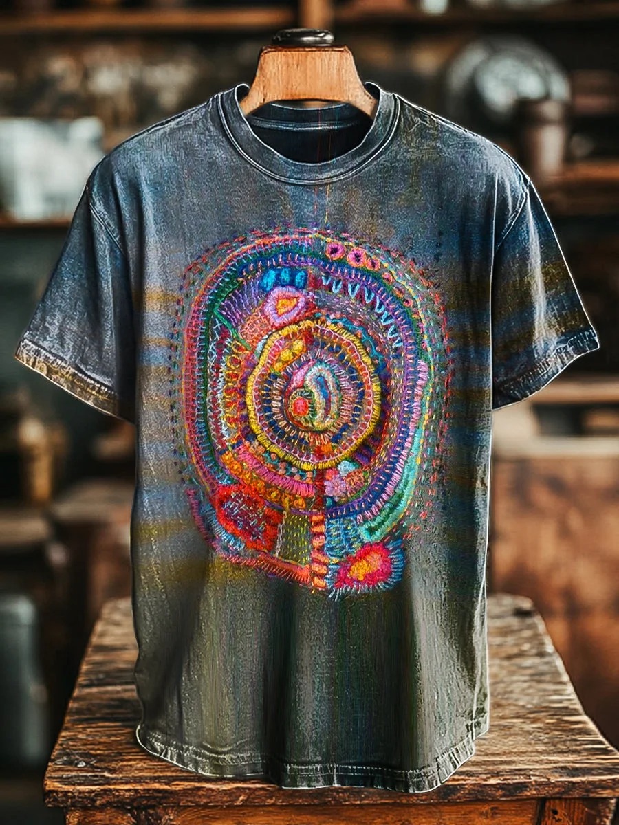 Retro Abstraction Art Print Casual Short Sleeve T-shirt Retro Abstraction Art Print Casual Short Sleeve T-shirt