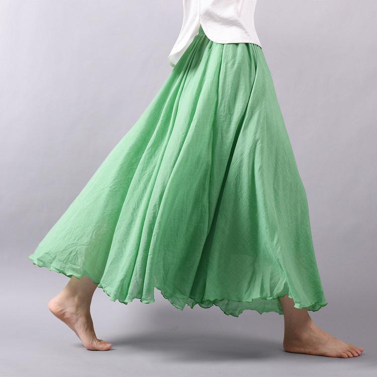 15 Colors Cotton&Linen Casual Solid Elastic A-line Skirts 15 Colors Cotton&Linen Casual Solid Elastic A-line Skirts
