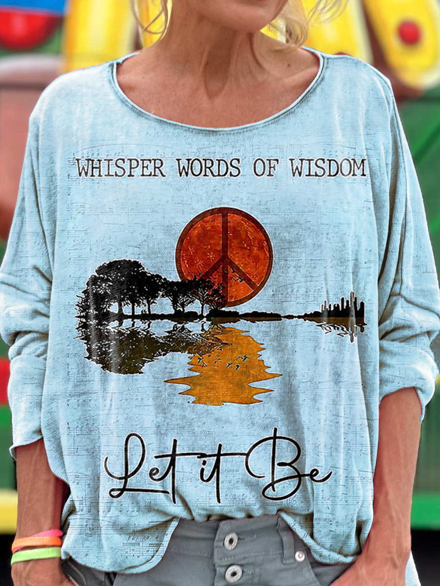 Women's Hippie Whisper Words Of Wisdom Print Casual Long Sleeve T-shirt Women's Hippie Whisper Words Of Wisdom Print Casual Long Sleeve T-shirt