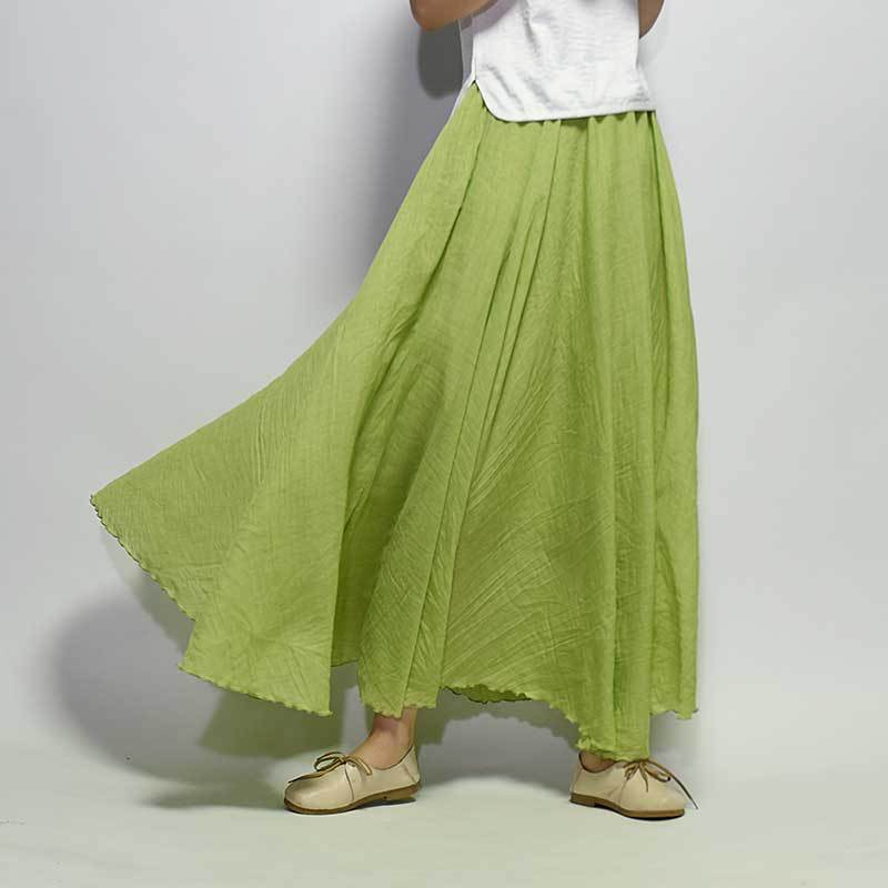 15 Colors Cotton&Linen Casual Solid Elastic A-line Skirts 15 Colors Cotton&Linen Casual Solid Elastic A-line Skirts