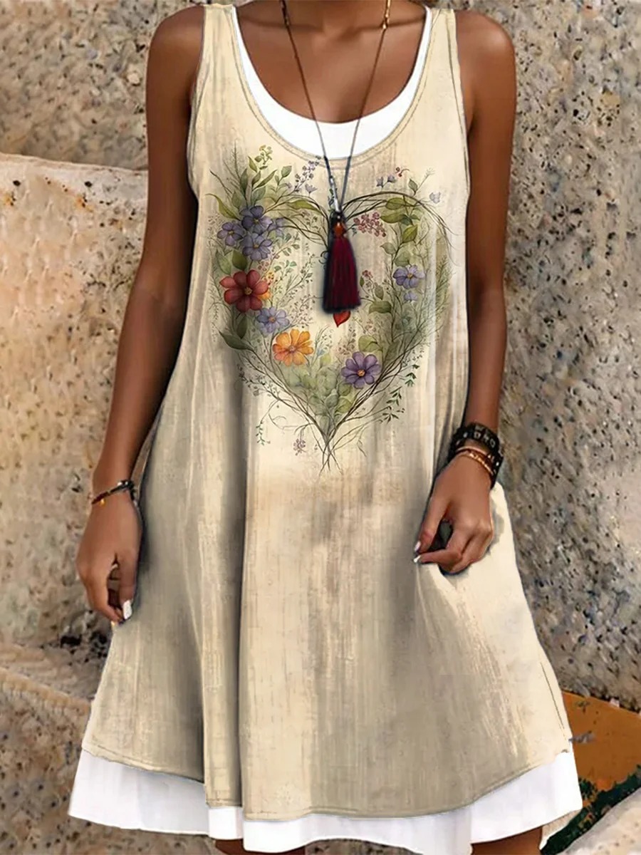 Women's Floral Heart Art V-Neck Casual T-Shirt Women's Floral Heart Art V-Neck Casual T-Shirt