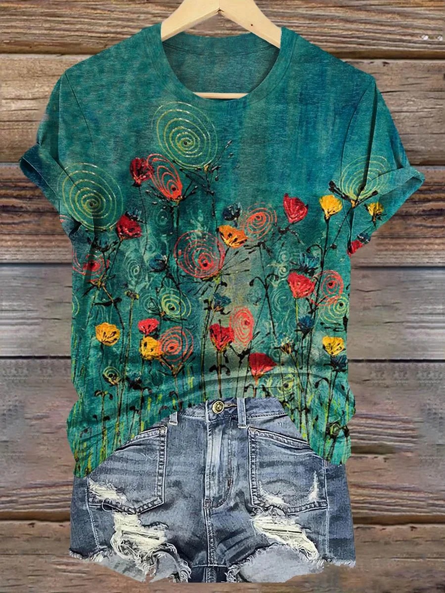 Floral Art Print T-Shirt Floral Art Print T-Shirt