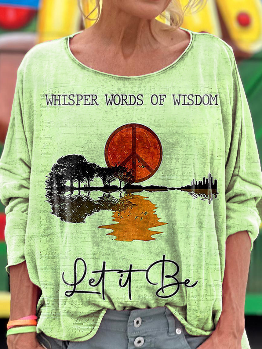 Women's Hippie Whisper Words Of Wisdom Print Casual Long Sleeve T-shirt Women's Hippie Whisper Words Of Wisdom Print Casual Long Sleeve T-shirt
