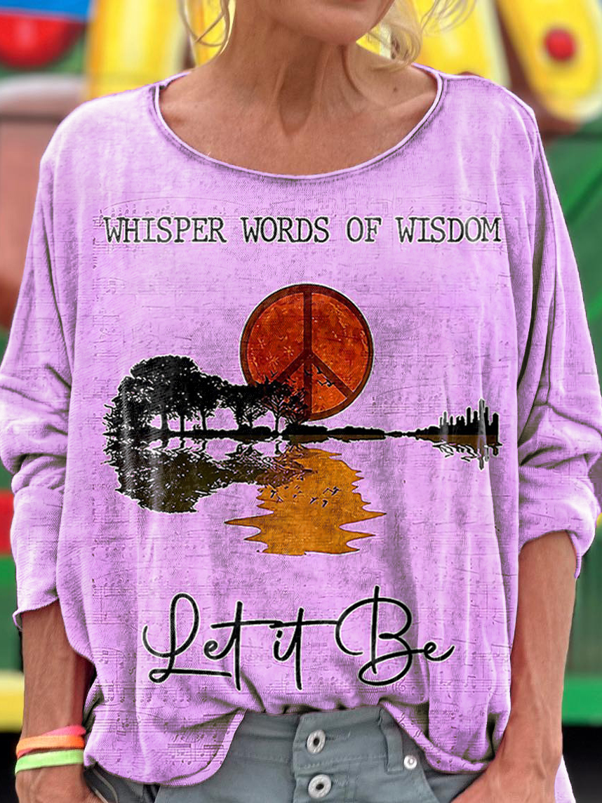 Women's Hippie Whisper Words Of Wisdom Print Casual Long Sleeve T-shirt Women's Hippie Whisper Words Of Wisdom Print Casual Long Sleeve T-shirt