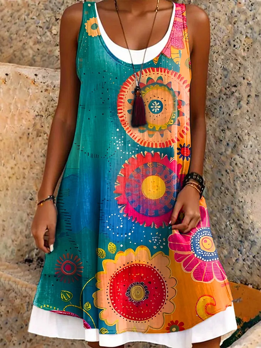 Women's Art Painting Hippie Print V-Neck T-Shirt Women's Art Painting Hippie Print V-Neck T-Shirt