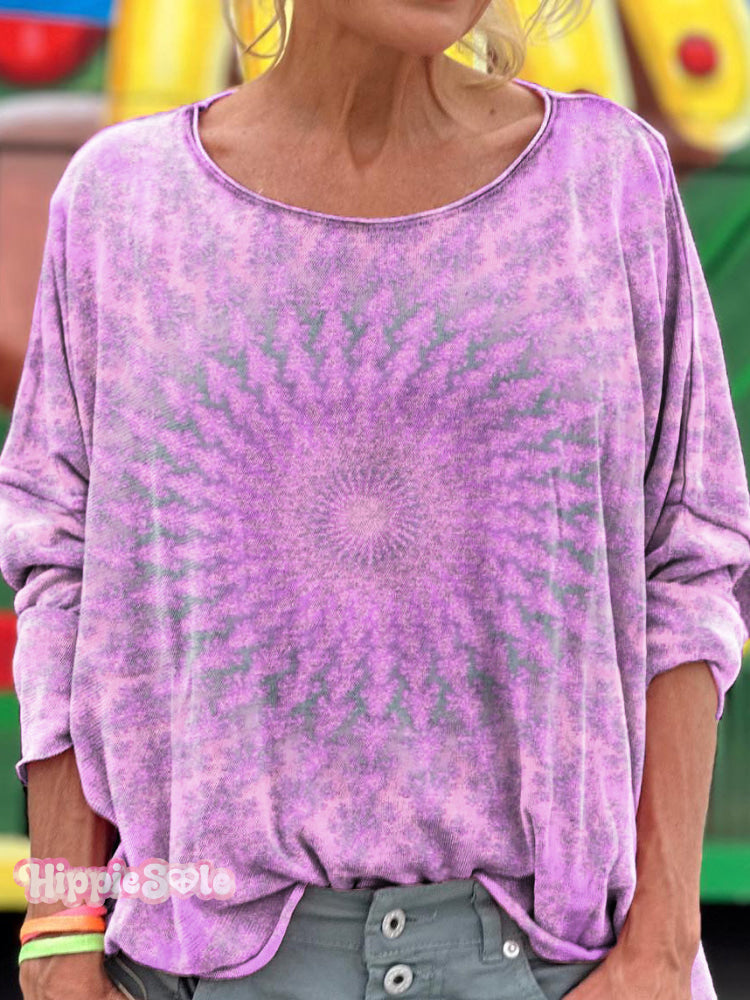 Women's Colorful Kaleidoscope Hippie Print Long Sleeve Shirt Women's Colorful Kaleidoscope Hippie Print Long Sleeve Shirt