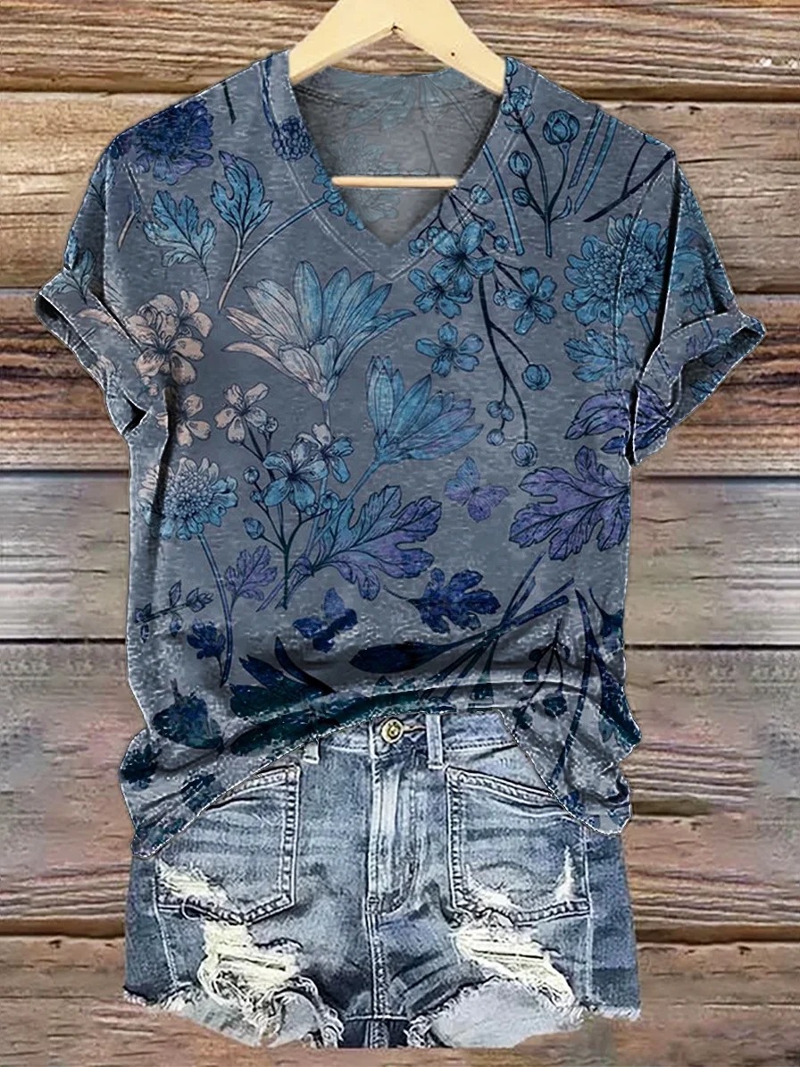 Women's Vintage Ethnic Floral Art Print Casual Cotton And Linen Shirt Women's Vintage Ethnic Floral Art Print Casual Cotton And Linen Shirt
