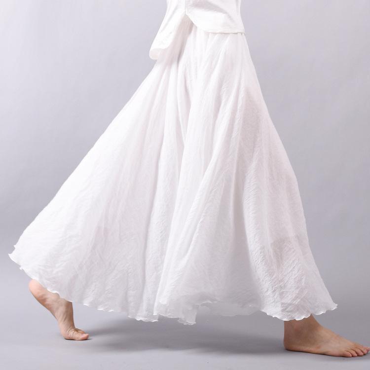15 Colors Cotton&Linen Casual Solid Elastic A-line Skirts 15 Colors Cotton&Linen Casual Solid Elastic A-line Skirts