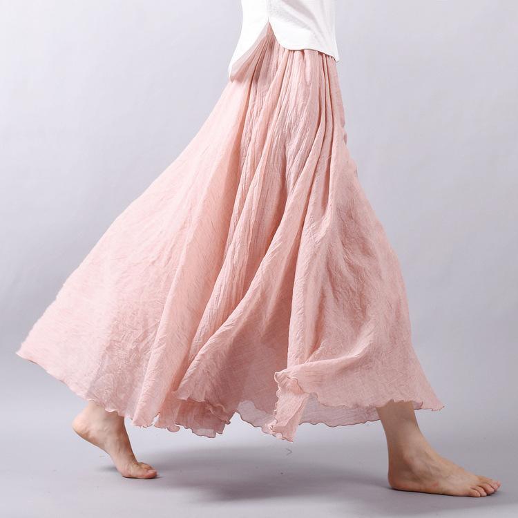 15 Colors Cotton&Linen Casual Solid Elastic A-line Skirts 15 Colors Cotton&Linen Casual Solid Elastic A-line Skirts