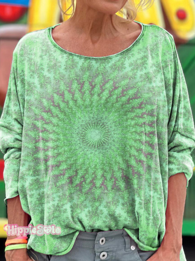 Women's Colorful Kaleidoscope Hippie Print Long Sleeve Shirt Women's Colorful Kaleidoscope Hippie Print Long Sleeve Shirt