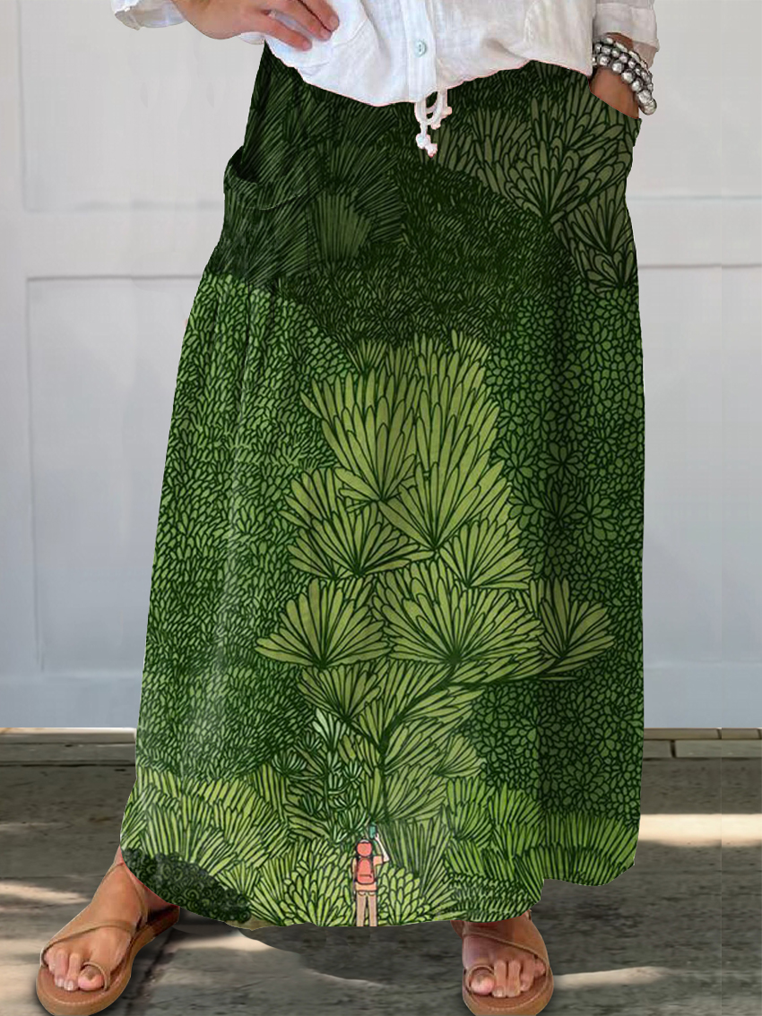 Women's Art Painting Ethnic Nature Retro Print Skirt