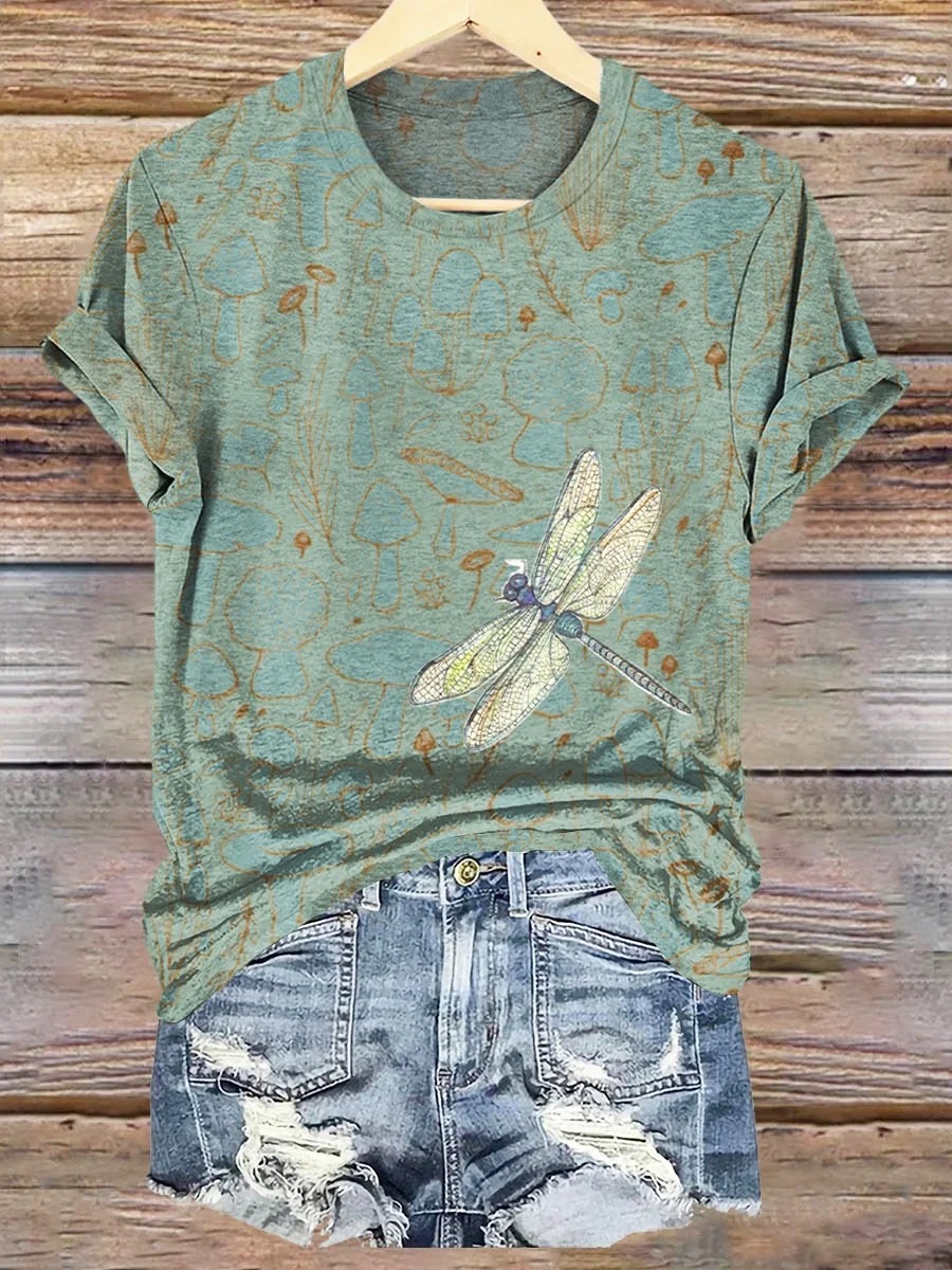 Women's Art Painting Hippie Print Crew Neck T-Shirt-1 Women's Art Painting Hippie Print Crew Neck T-Shirt-1
