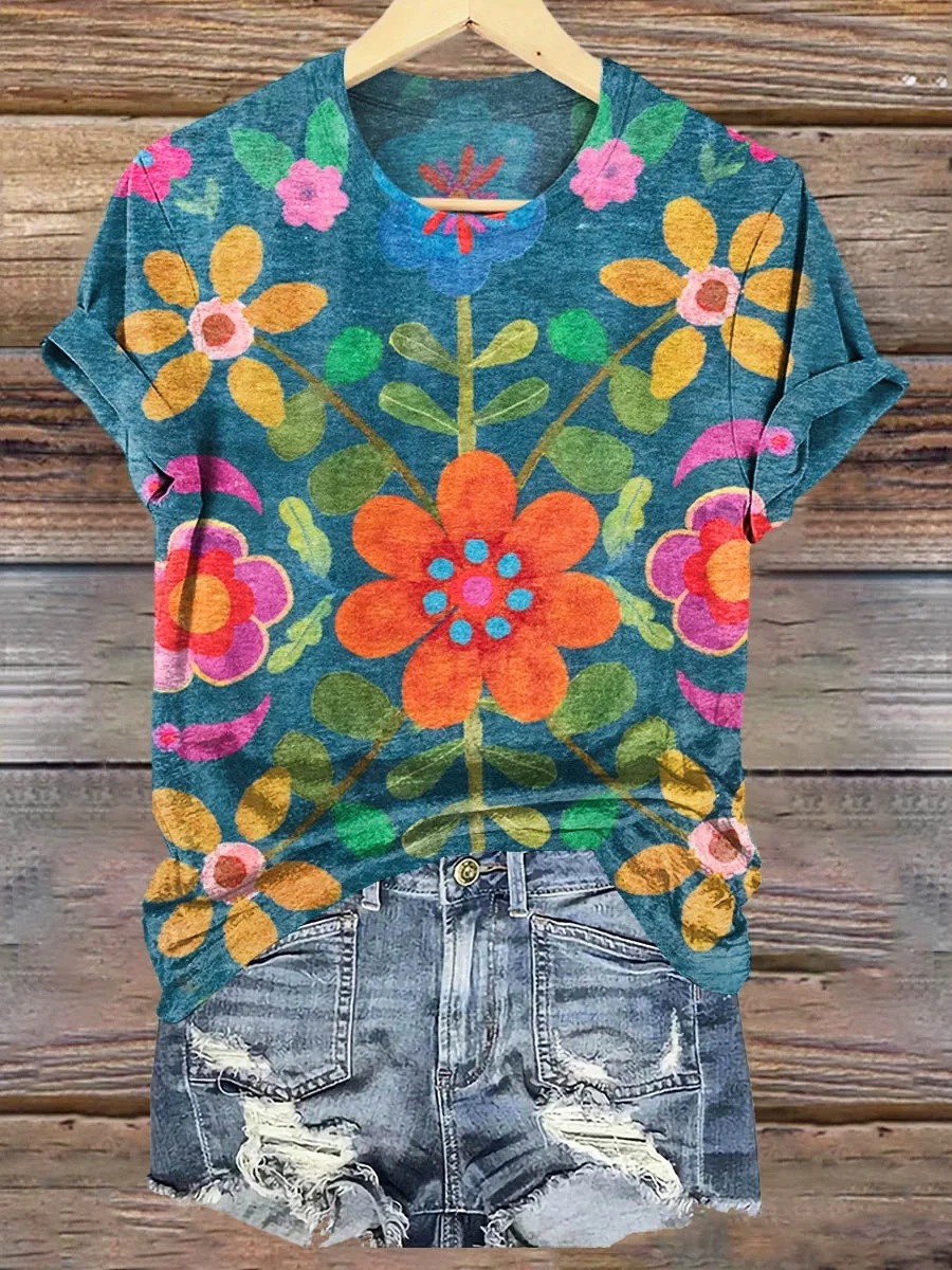 Floral Art Print T-Shirt Floral Art Print T-Shirt