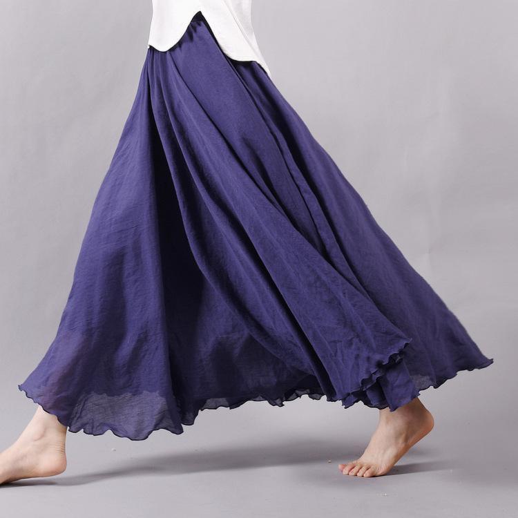 15 Colors Cotton&Linen Casual Solid Elastic A-line Skirts 15 Colors Cotton&Linen Casual Solid Elastic A-line Skirts