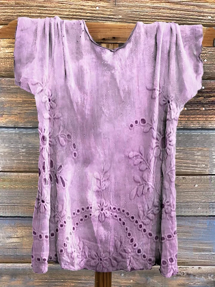 Women's Vintage Floral Texture Patterns Print V-neck Casual T-Shirt Women's Vintage Floral Texture Patterns Print V-neck Casual T-Shirt