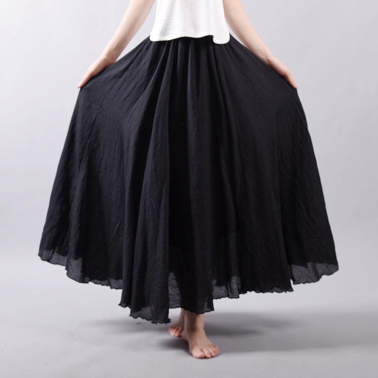 15 Colors Cotton&Linen Casual Solid Elastic A-line Skirts 15 Colors Cotton&Linen Casual Solid Elastic A-line Skirts