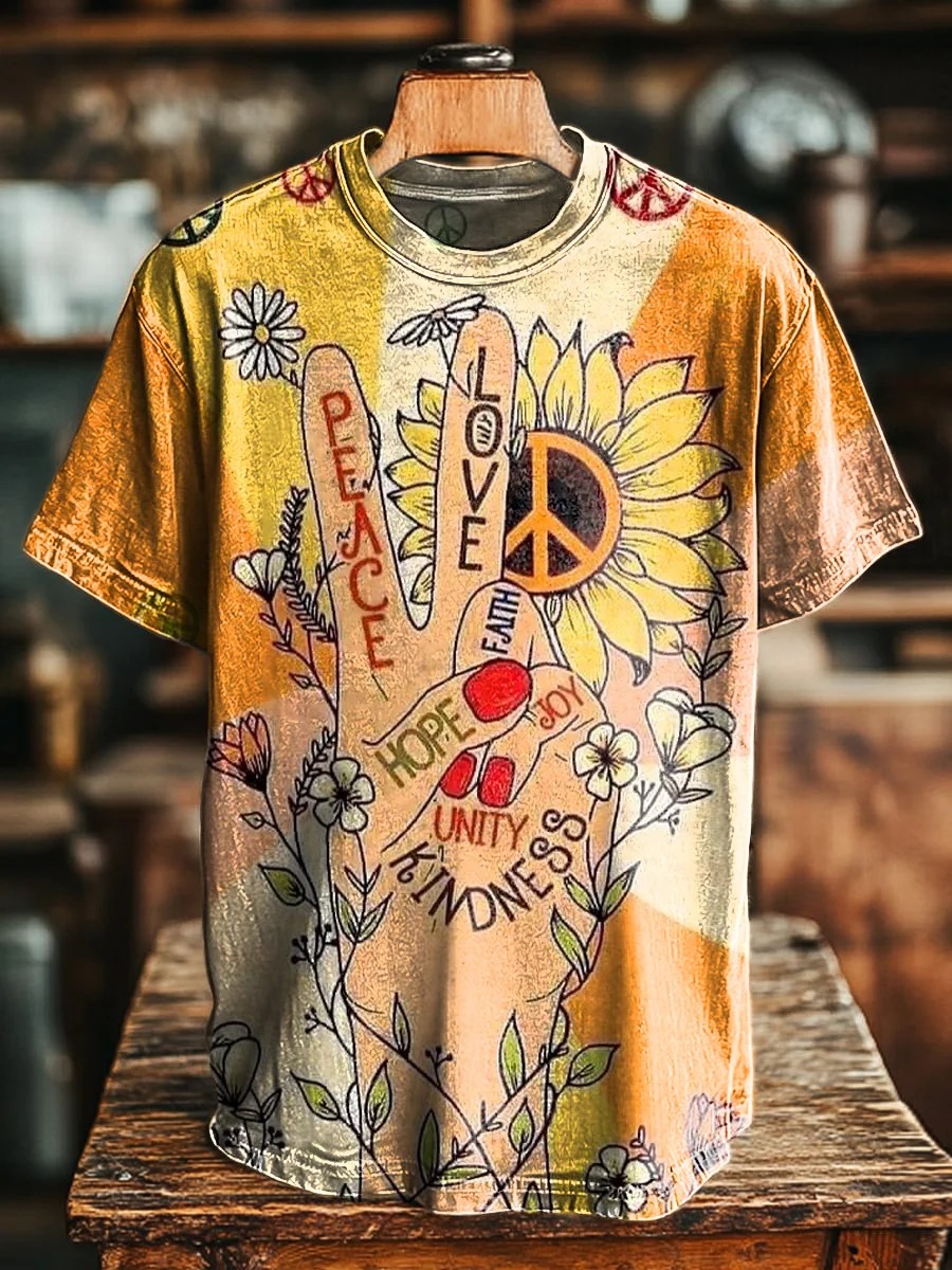 Women's Hippie Art Print Casual Cotton And Linen Shirt Women's Hippie Art Print Casual Cotton And Linen Shirt