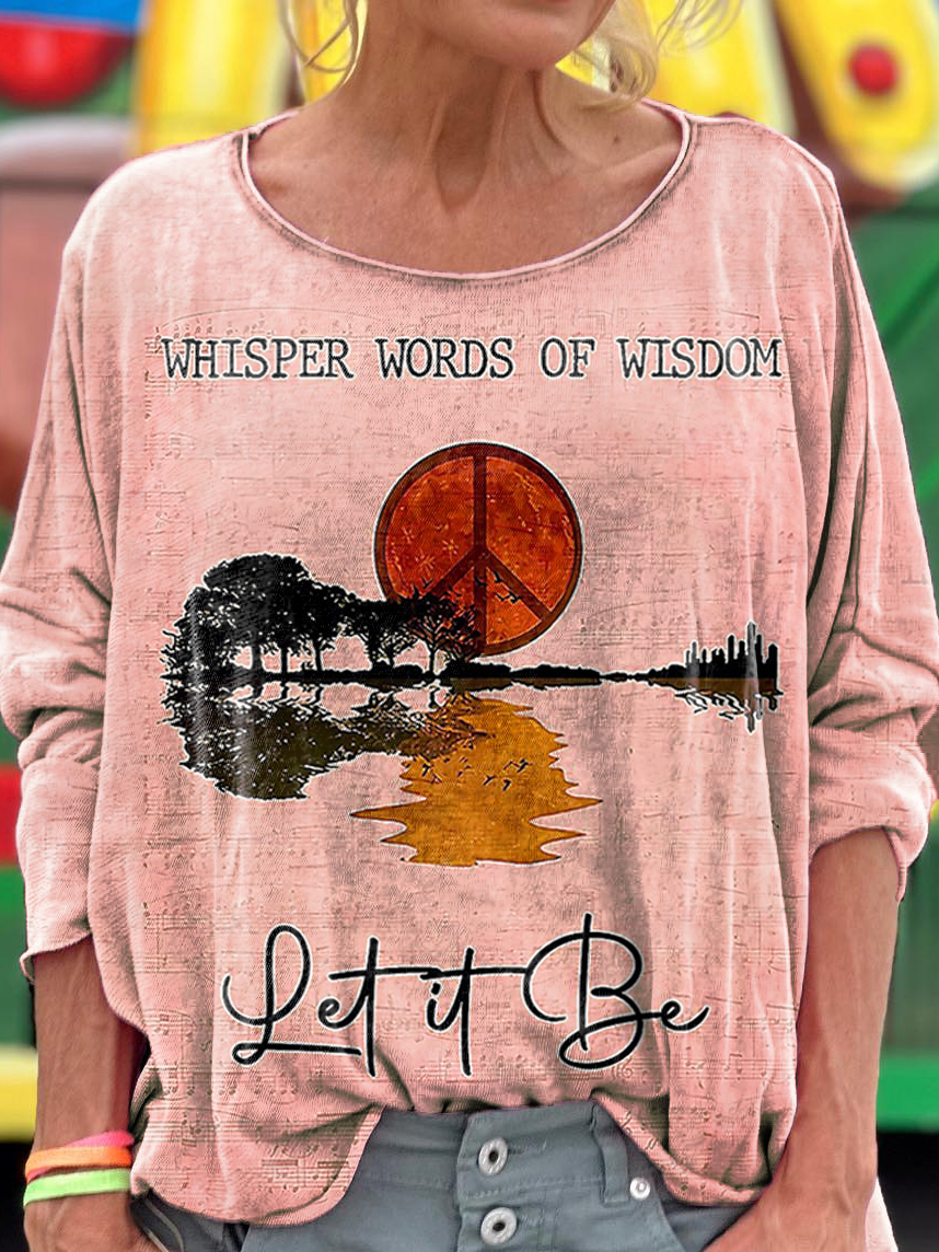 Women's Hippie Whisper Words Of Wisdom Print Casual Long Sleeve T-shirt Women's Hippie Whisper Words Of Wisdom Print Casual Long Sleeve T-shirt