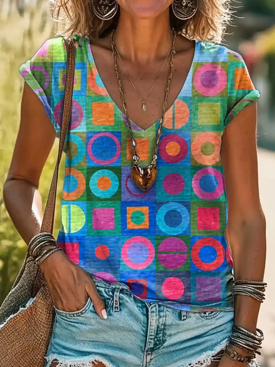Women's Retro Abstraction Art Print Casual Cotton Linen Shirt Women's Retro Abstraction Art Print Casual Cotton Linen Shirt
